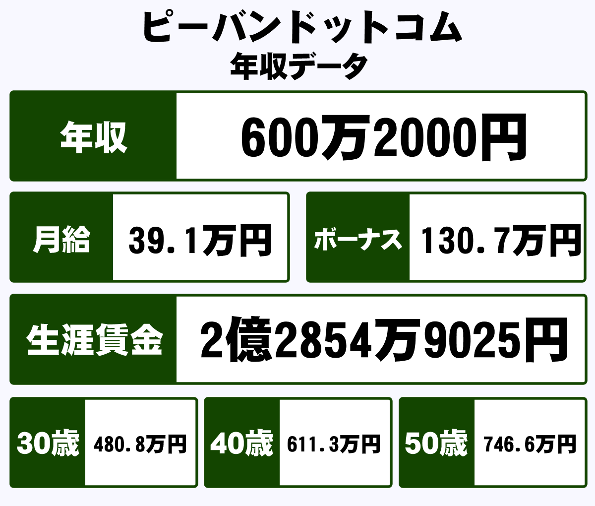 株式会社ピーバンドットコムの年収や生涯賃金など収入の全てがわかるページ 年収ガイド